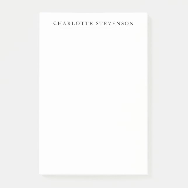 Trendy Professional Plain Simple Minimalist Name Post-it Notes (Front)