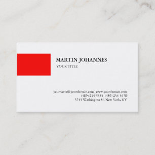 Trendy Professional Red White Business Card