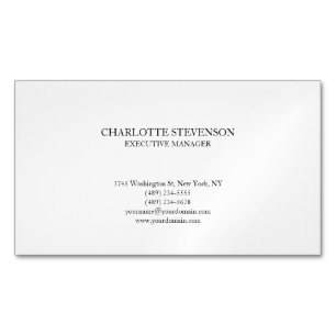 Trendy Professional White Plain Simple Minimalist Magnetic Business Card