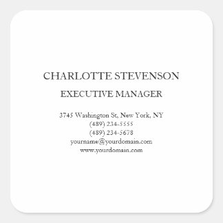 Trendy Professional White Plain Simple Minimalist Square Sticker