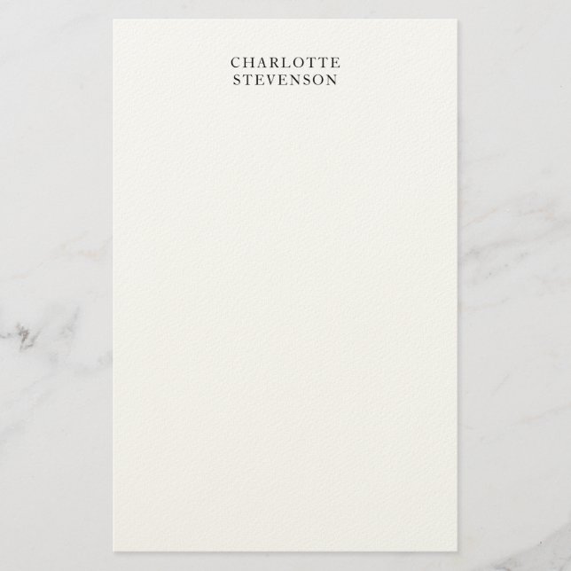 Trendy Professional White Plain Simple Minimalist Stationery (Front)