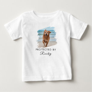 Trendy Protected By Dog Custom Photo and text Baby T-Shirt