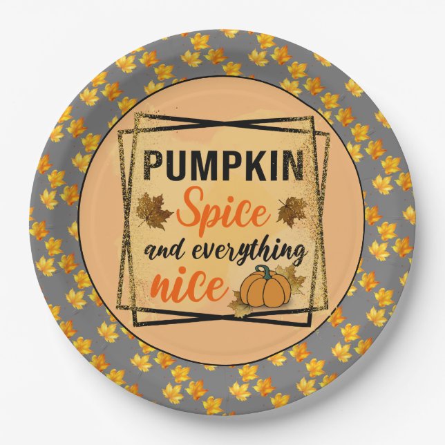 Trendy Pumpkin Spice Elegant Paper Plate (Front)
