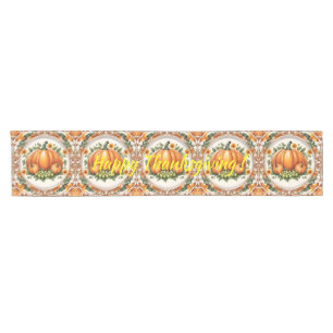 Trendy Pumpkin Thanksgiving Autumn Collection Short Table Runner