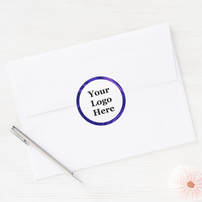 Trendy Purple Abstract Border Your Logo Here  Classic Round Sticker (Envelope)
