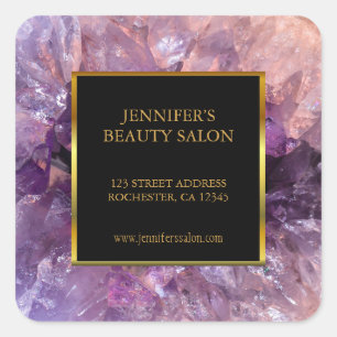 Trendy purple amethyst professional promotion square sticker