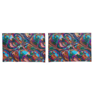 Trendy purple aqua blue retro pillow cases