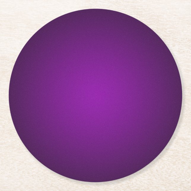 Trendy Purple-Black Grainy Vignette Round Paper Coaster (Front)