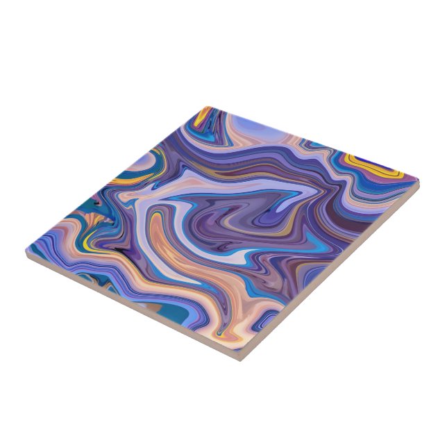 Trendy Purple Blue Marble Stone - Abstract Texture Tile (Side)