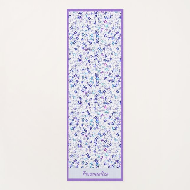 Trendy Purple Blue Star Pattern Zen Yoga Namaste Yoga Mat (Front)