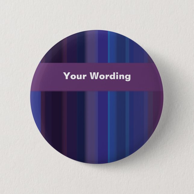 Trendy purple blue stripes - customisable 6 cm round badge (Front)