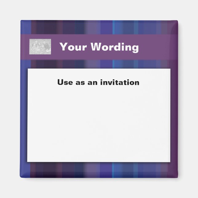 Trendy purple blue stripes - customisable magnet (Front)