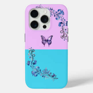 Trendy Purple Butterfly on Pastels iPhone 15 Case