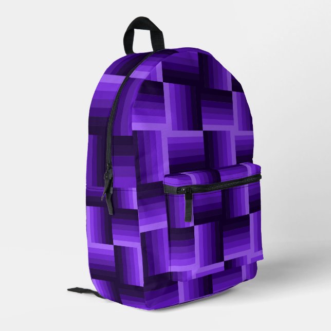Trendy Purple Chequered Pattern Modern Printed Backpack (Back Corner Left)