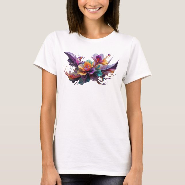 Trendy Purple COLORFUL FLOWERS Custom Tee (Front)