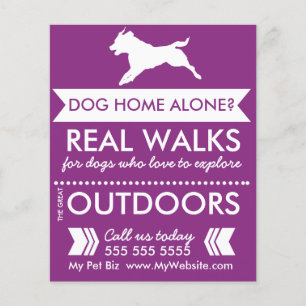 Trendy Purple Dog Silhouette Dog Walker Flyer