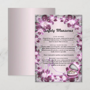 Trendy Purple Floral Chic Safety Measures Enclosure Card