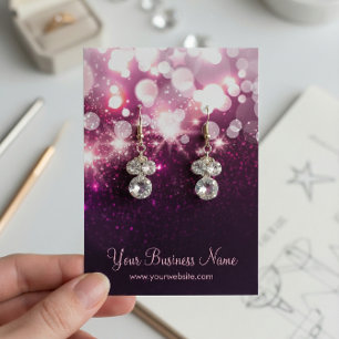 Trendy Purple Glitter Sparkle Earring Cards