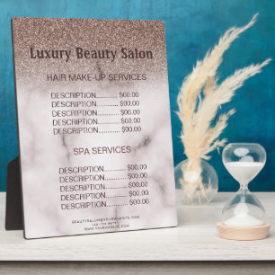 Trendy Purple Glittery Hair SPA Salon Price Menu Plaque