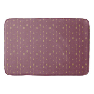 Trendy Purple & Gold Boho Arrows Bath Mat