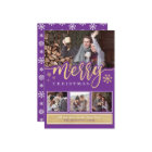 Trendy Purple Gold Merry Christmas Photo Collage