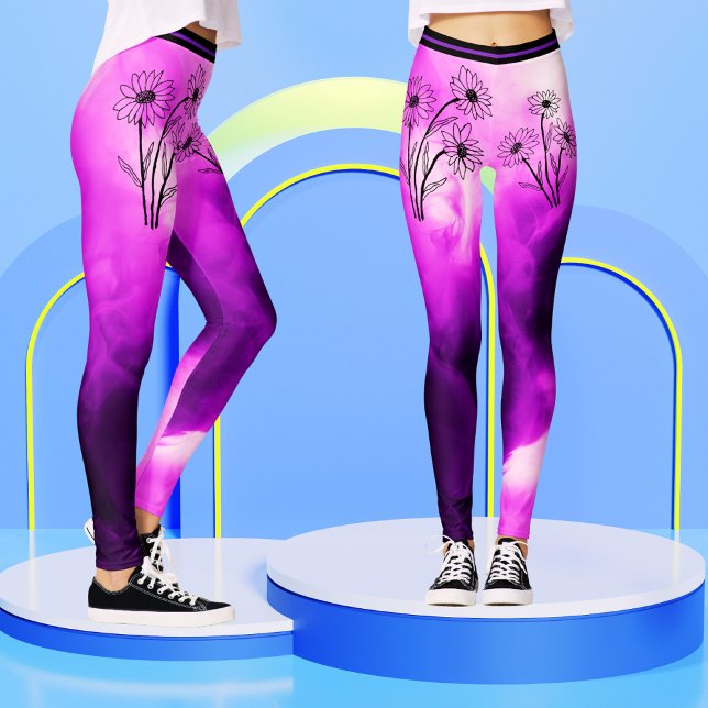 Trendy Purple Lilac Floral Daisy Tie-dye Women  Leggings (Creator Uploaded)