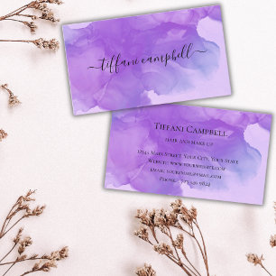 Trendy Purple Make Up Artist  Business Card