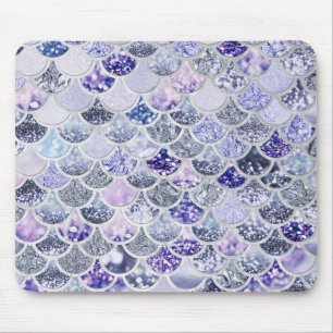 Trendy Purple Ombre Glitter Mermaid Fish Scales Mouse Mat