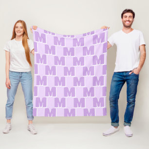 Trendy Purple Personalised Initial  Fleece Blanket