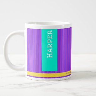 Trendy Purple Personalised Name Large Coffee Mug