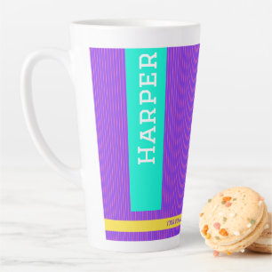 Trendy Purple Personalised Name Latte Mug