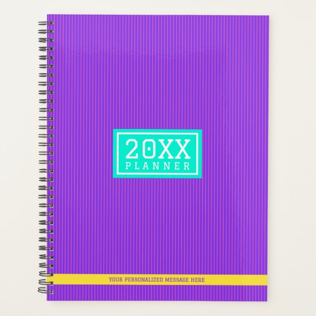 Trendy Purple Personalised Name & Monogram Planner (Front)