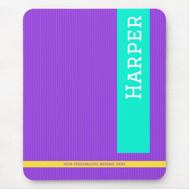 Trendy Purple Personalised Name  Mouse Mat (Front)