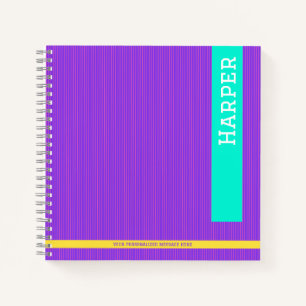 Trendy Purple Personalised Name Notebook