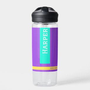 Trendy Purple Personalized Name  Water Bottle