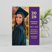 Trendy Purple Photo Graduation Announcement