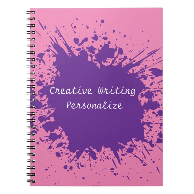 Trendy Purple Pink Creative Writing Personalised Notebook (Front)