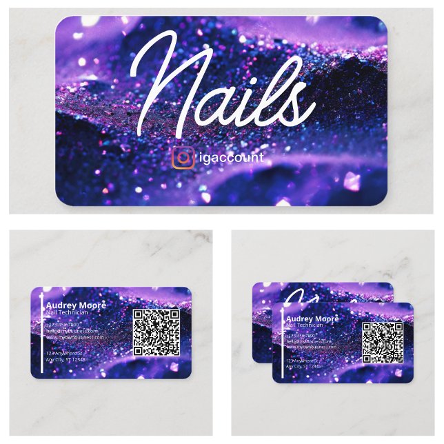 Trendy Purple Professional Card QR Code Nail Tech (Trendy Purple Professional Card QR Code Nail Tech
)