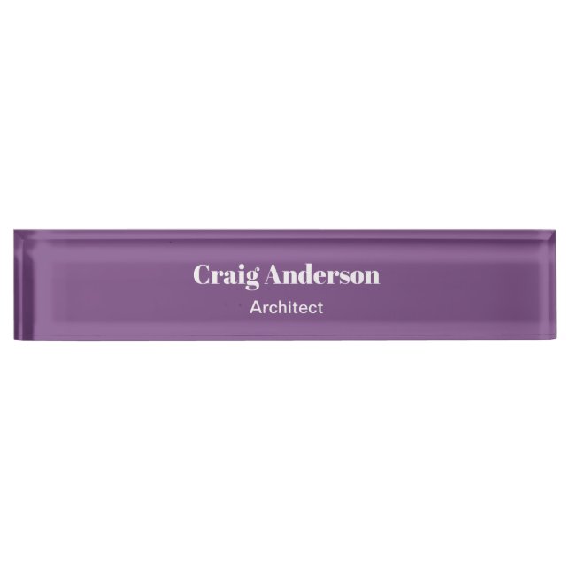 Trendy Purple Professional Plain Modern Elegant Nameplate (Front)