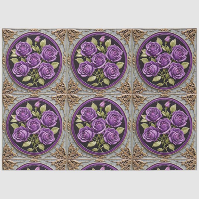 Trendy Purple Roses Beautiful Collection Tissue Paper (Front)