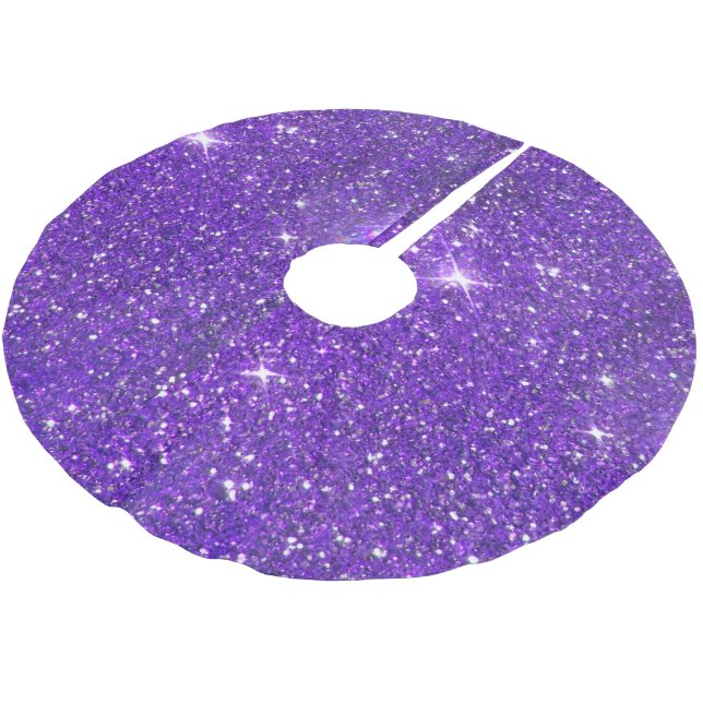 Trendy Purple Sparkling Glitter Glitz Brushed Polyester Tree Skirt (Angled)