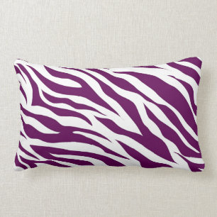 Trendy Purple White Zebra Stripe Wild Animal Print Lumbar Cushion
