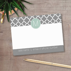 Trendy Quatrefoil Pattern with Custom Monogram Post-it Notes