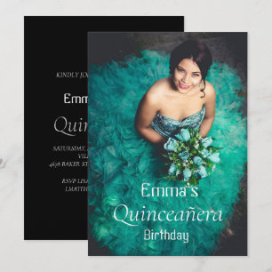 Trendy Quinceañera Birthday Party Photo Invitation