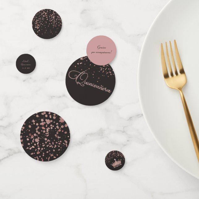 Trendy Quinceanera Party Decor | Rose Gold Glam Confetti (Group)