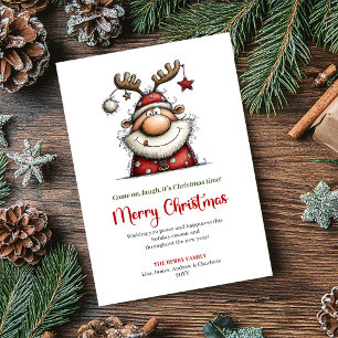 Trendy Quirky Santa Red Green Festive Greeting Holiday Card