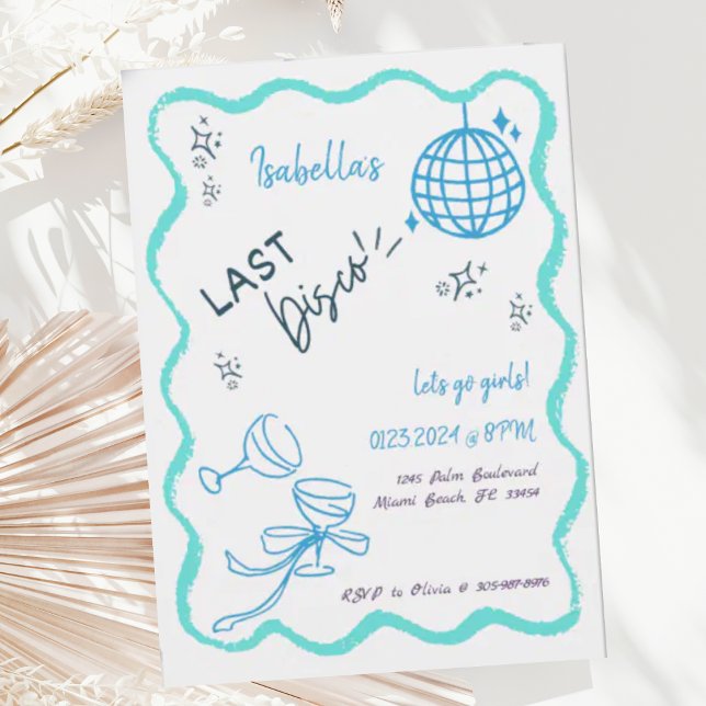 Trendy Quirky Wavy Hand Drawn Bachelorette Party Invitation (Creator Uploaded)