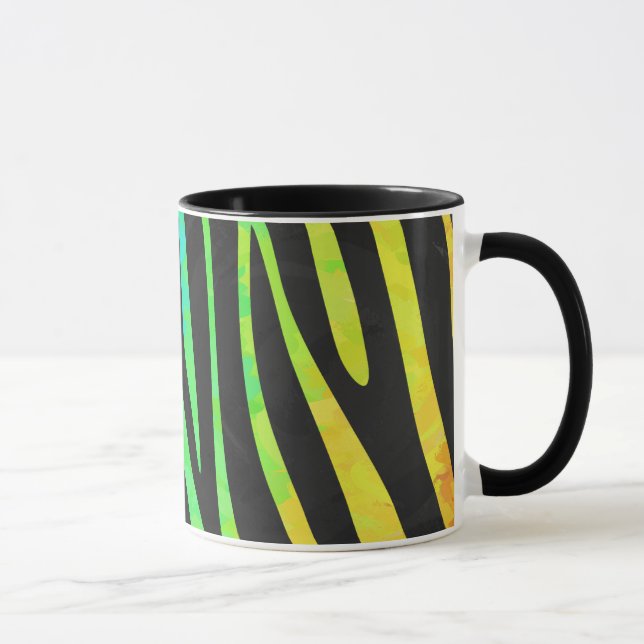 Trendy Rainbow and Black Zebra Animal Print on ele Mug (Right)
