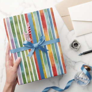 Trendy Rainbow Colourful Stripe Pattern Wrapping Paper
