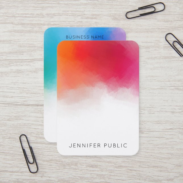 Trendy Rainbow Colours Modern Colourful Abstract A Business Card (Front/Back In Situ)